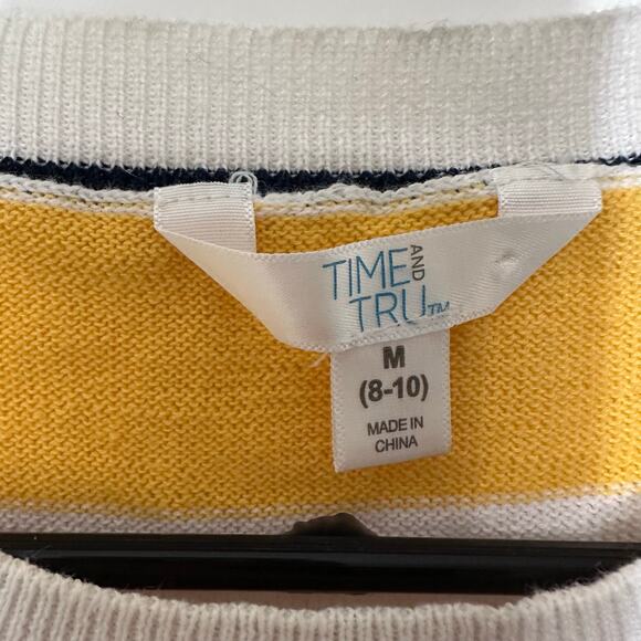 Time and Tru "Cheerful" Logo Cotton Sweater Medium - Picture 6 of 7